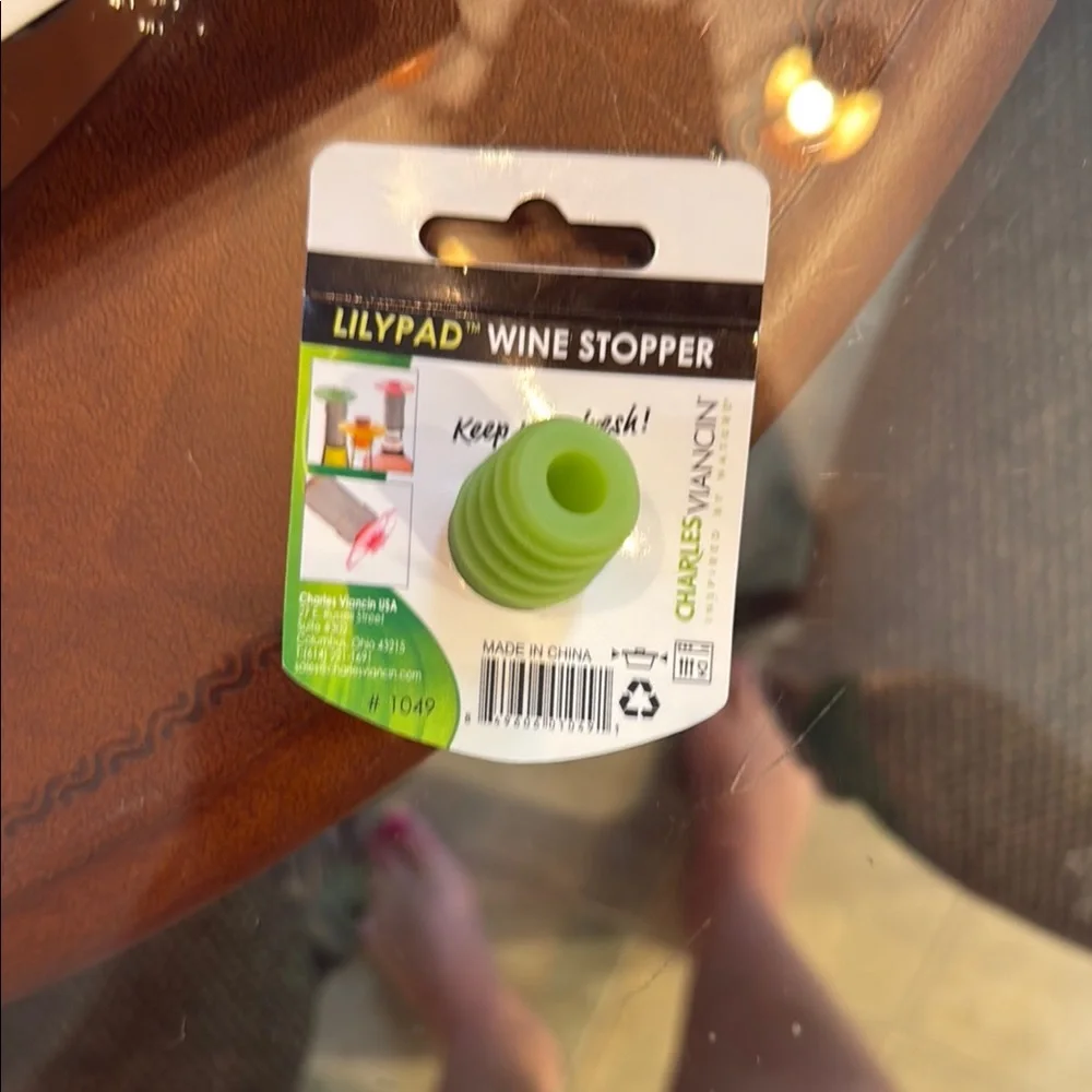 Gama Go Beer Goggles Set with wine glass footwear and lily pad wine stopper.